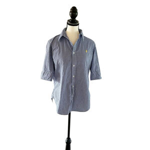 Ralph Lauren Sport Button Down Shirt Size 14 Gingham Cotton Casual 3/4 Sleeves